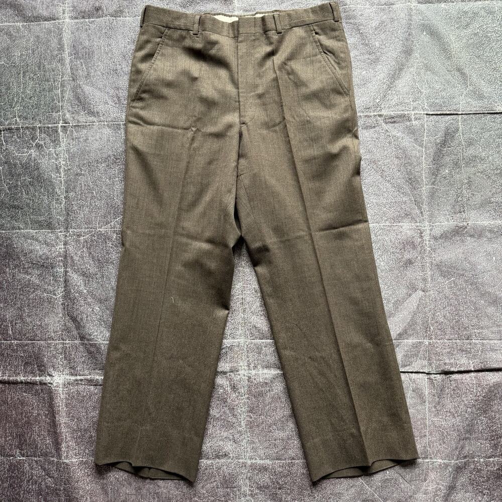 Men's Vintage 70's Christian Dior Heather Brown Wool Dress Pant Slack Sz 34 X 30